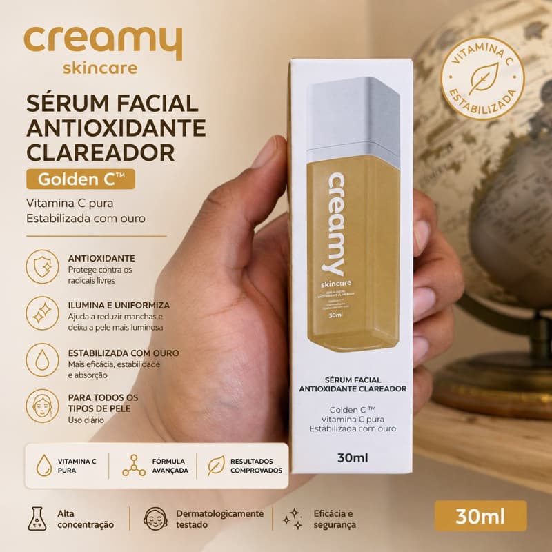 Creamy Golden C Sérum Facial Antioxidante Clareador Vitamina C 30ml