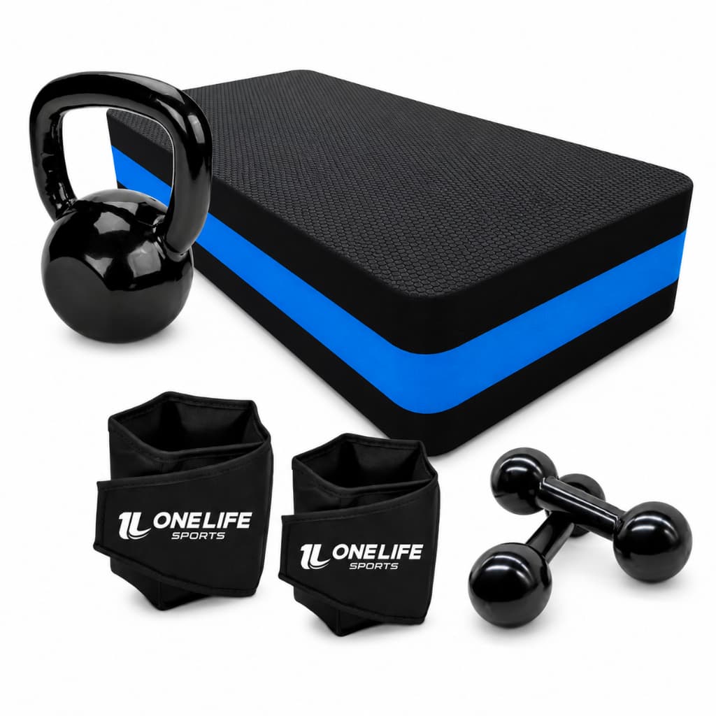 Kit Funcional Caneleira 3kg +  Step + Halter 3kg + Kettlebell 6kg One Life Sports® | Treino em Casa