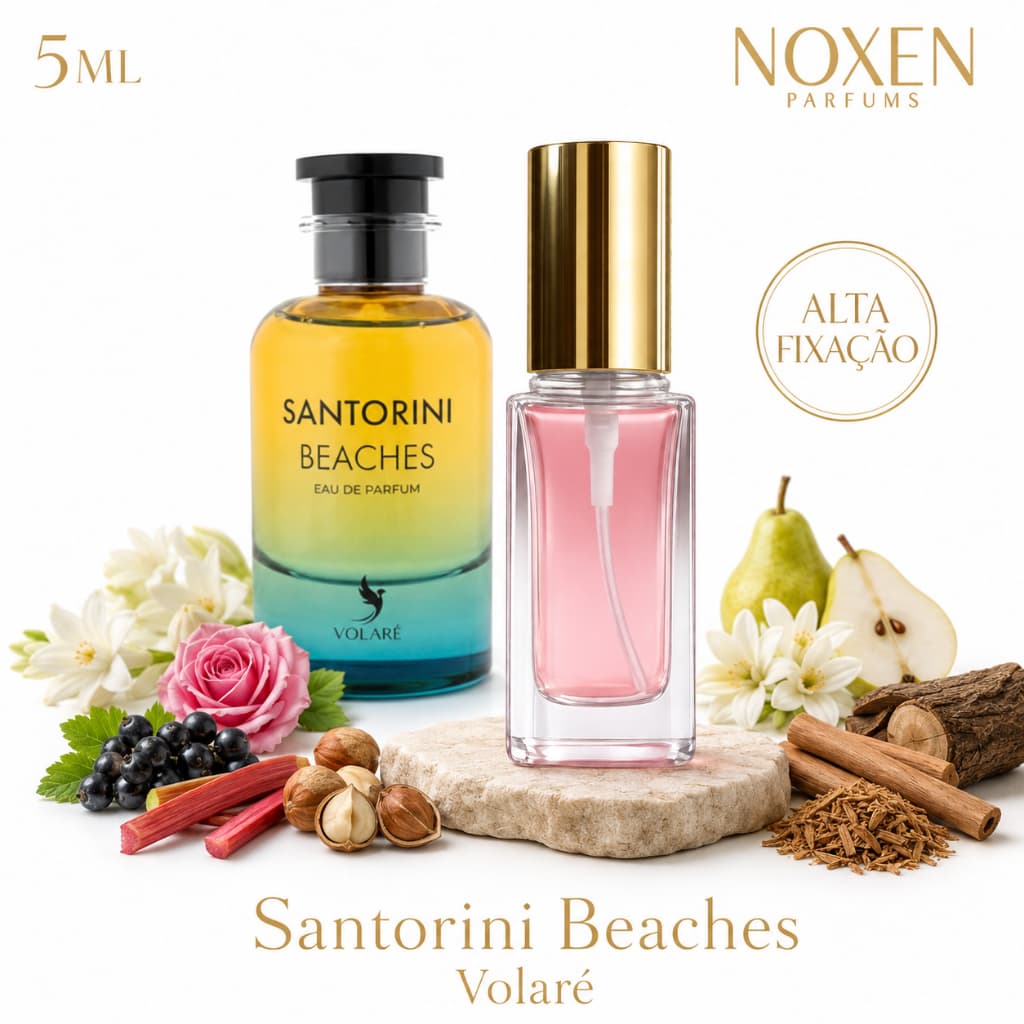 Perfume Feminino 5ml Premium Vidro Spray Santorini Beaches Fresco Tropical Importado