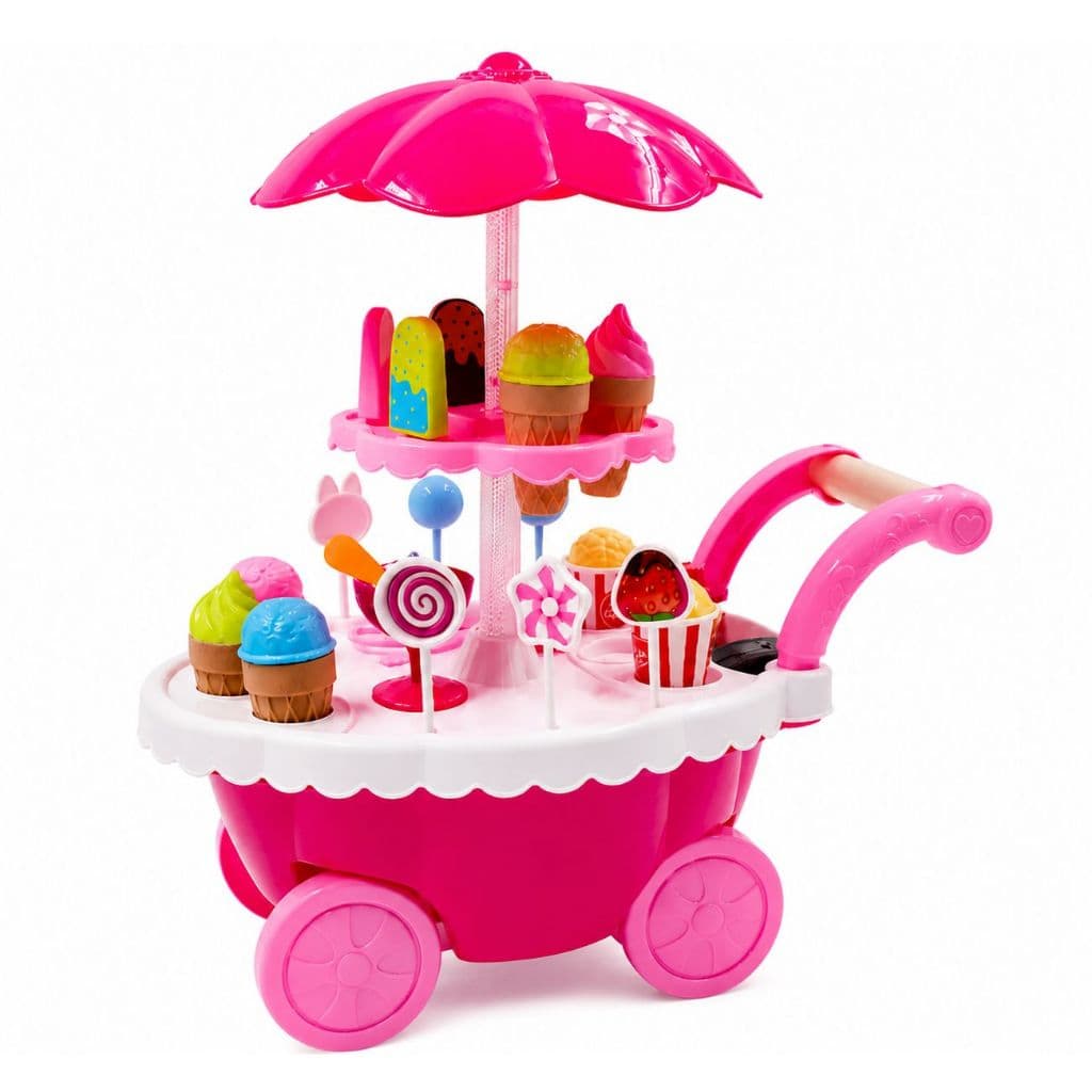 Carrinho de Sorvete Infantil com Luz e Som – Brinquedo Educativo Rosa