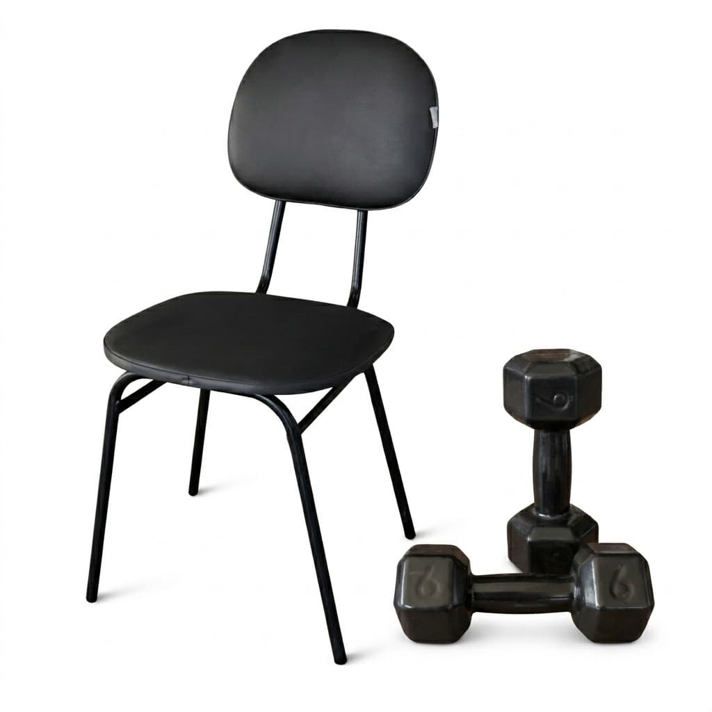 KIT 2 HALTERES 6KG COM CADEIRA PARA EXERCÍCIO EM CASA FITNESS MUSCULAÇÃO TREINO CROSSFIT FUNCIONAL GYM PRO
