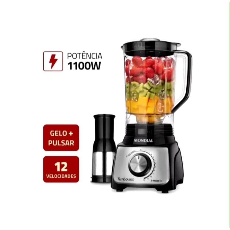 Liquidificador Mondial Turbo Power 2,2L com Potente 550W Preto