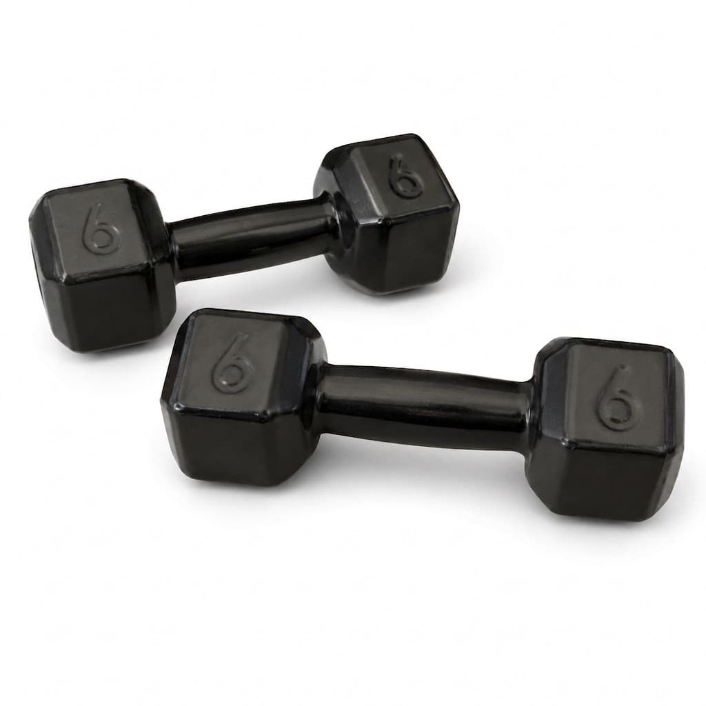 KIT PAR 2 HALTER PESO 6KG SEXTAVADO EMBORRACHADO MUSCULAÇÃO ACADEMIA FITNESS CROSSFIT TREINO FUNCIONAL GYM PRO