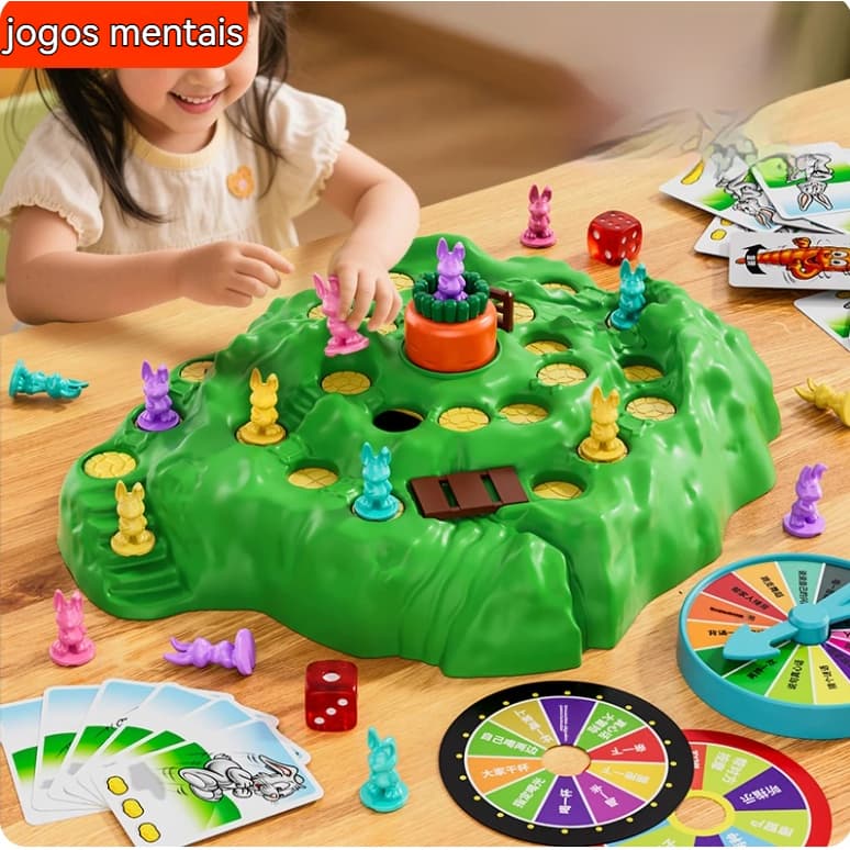 Jogo Infantil Coelho e Tartaruga Jogo de estratégia para família, festas e viagens, adequado para todas as idades.