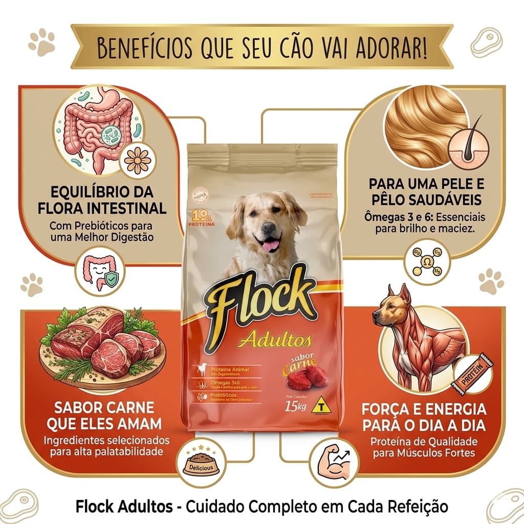 Ração Para Cachorro Adulto 15kg Com Ômega 3 E 6 Sabor Carne