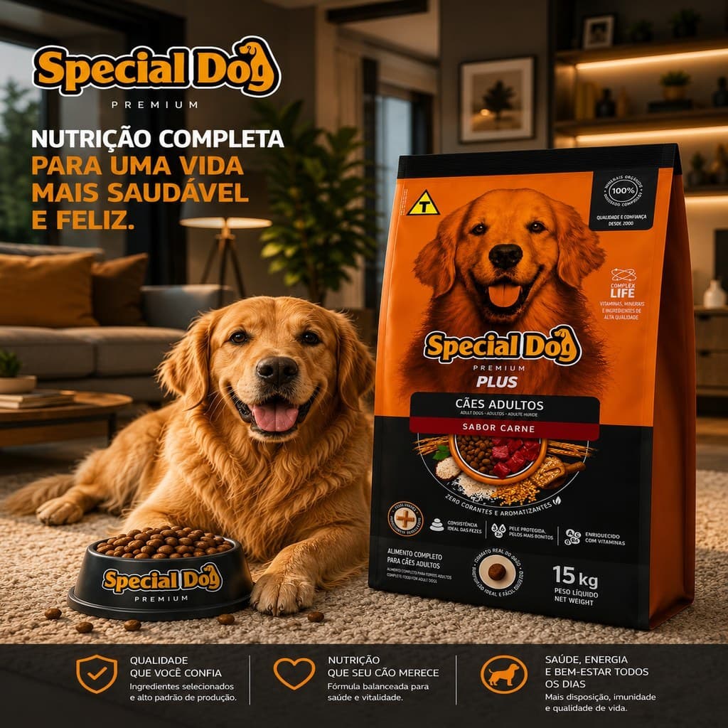 Ração Para Cachorro 15kg Special Dog Adulto Carne 22% Proteína