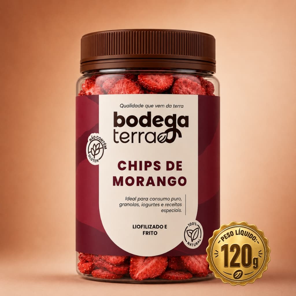 Chips de Morango Natural Liofilizado Snack Saudável Leve e Crocante 100% Natural Premium