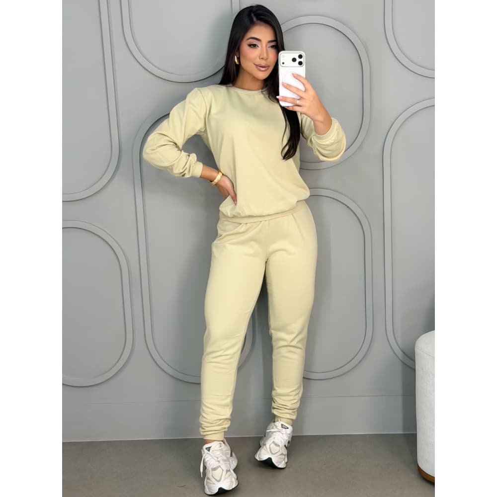 Conjunto Moletom Agasalho de Frio Calça Jogger Blusa Manga Longa Flanelado  Inverno