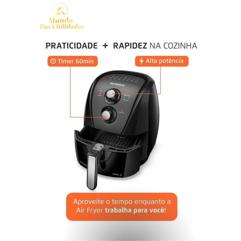 Fritadeira Sem Óleo Air Fryer Afn-40-bft 4l 1500w Mondial