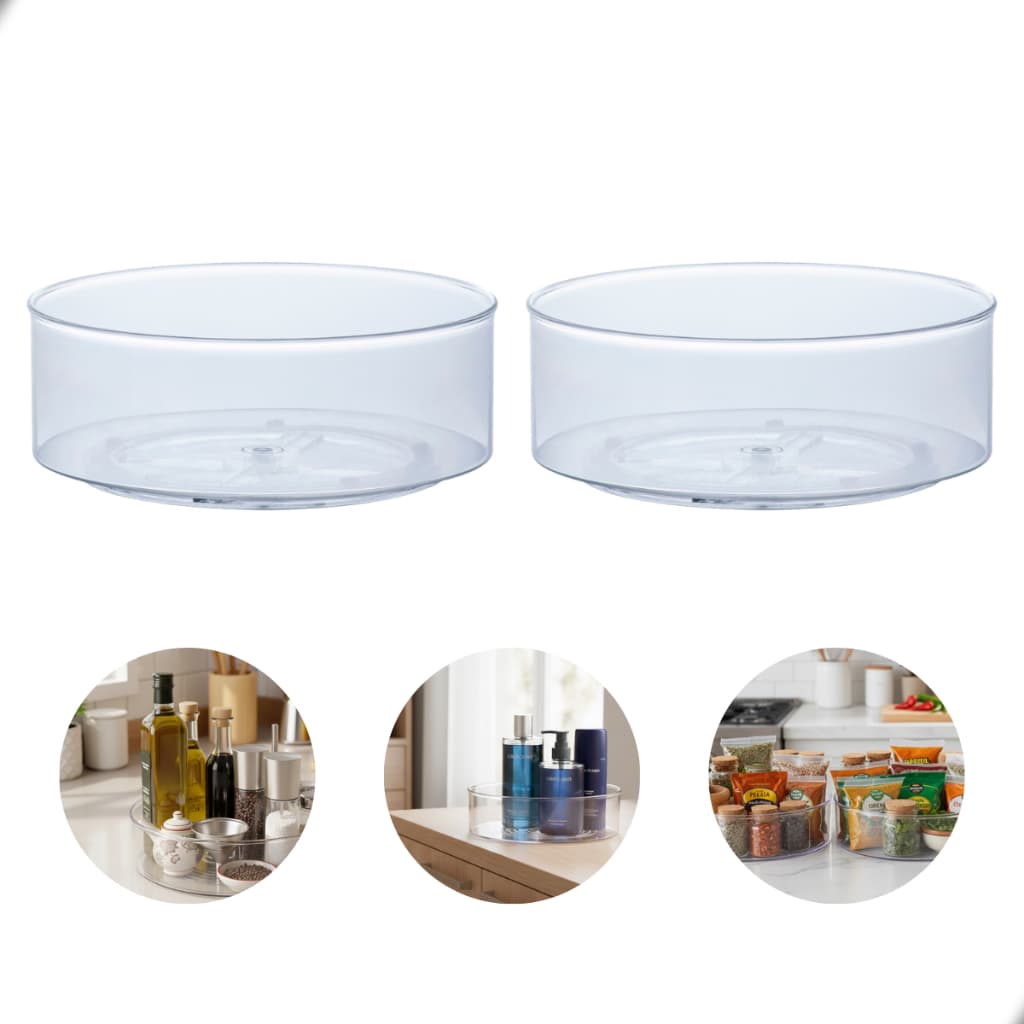 Kit 2 Organizadores Multiuso Redondo Giratório 360 para Geladeira Cozinha Molhos Maquiagem