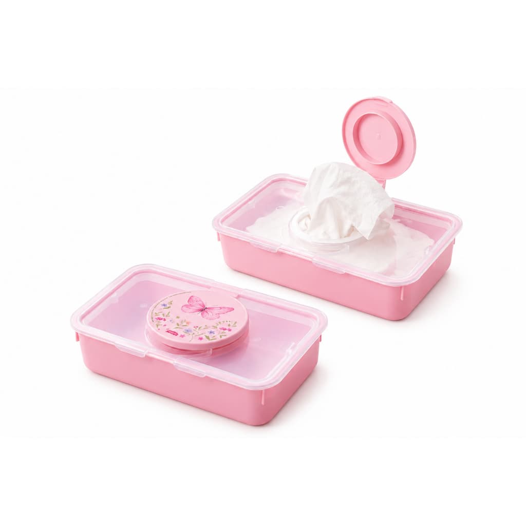 Porta Lenços Umedecidos Jardim Encantado Borboletas Rosa Quarto Bebê Organizador Decorativo