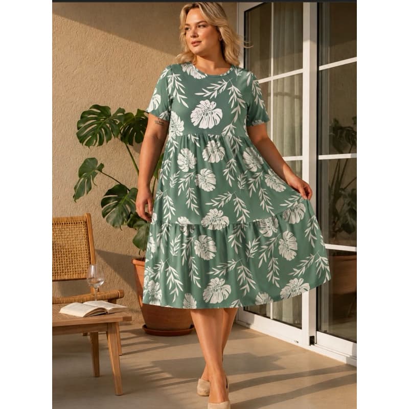 Vestido Plus Size 3 maria  com manga   M G GG G1 G2 44/46/48/50/52
