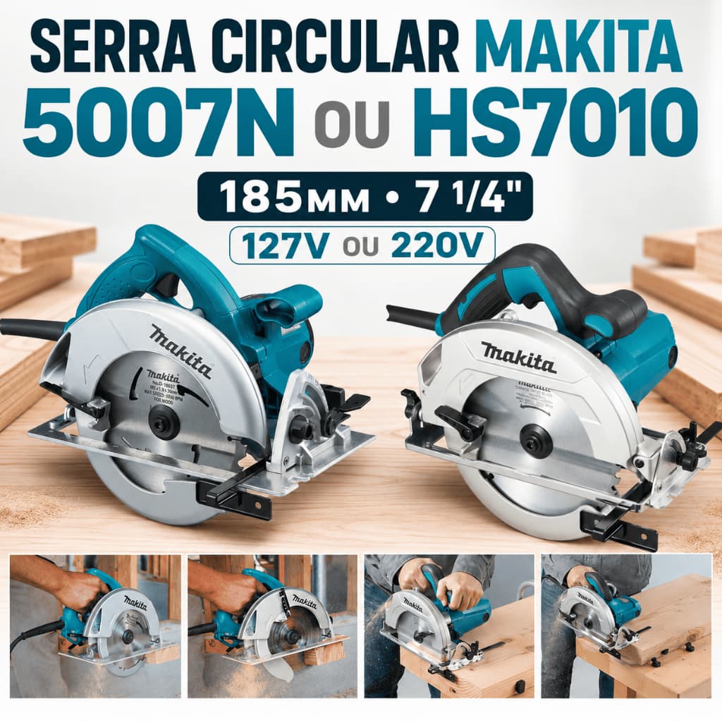 Serra Circular Makita 5007N HS7010 185mm 7 1/4" 1800W 1600W Corte Madeira MDF 127V 220V Profissional