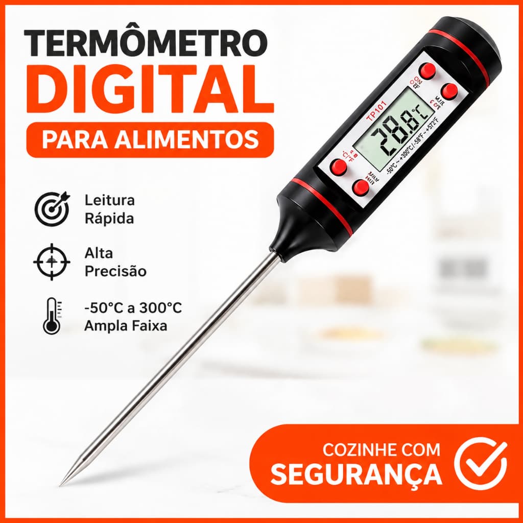 Termômetro Culinário Digital Espeto Alimentos Cozinha Água