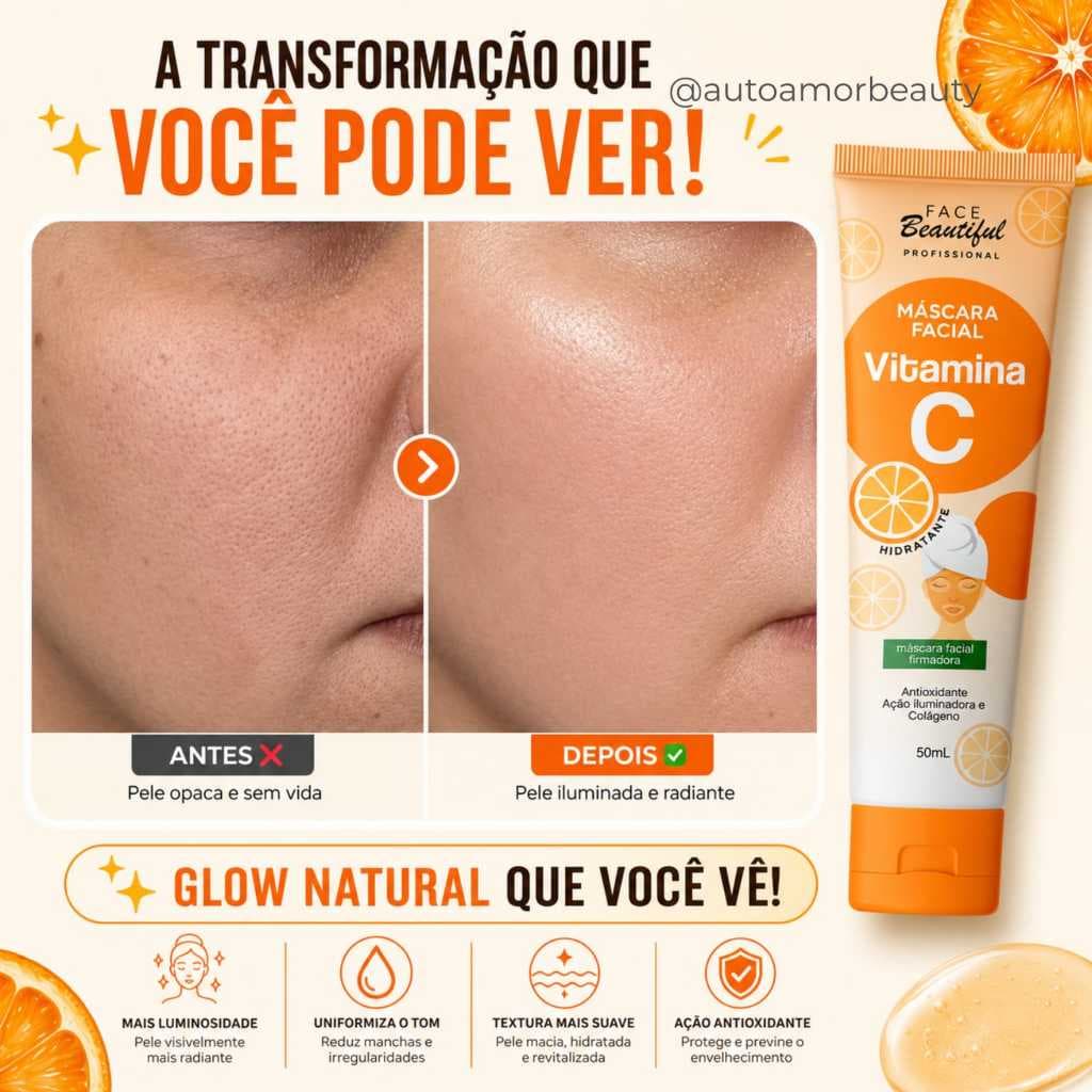 Máscara Facial Hidratante Vitamina C Face Beautiful Anti-idade