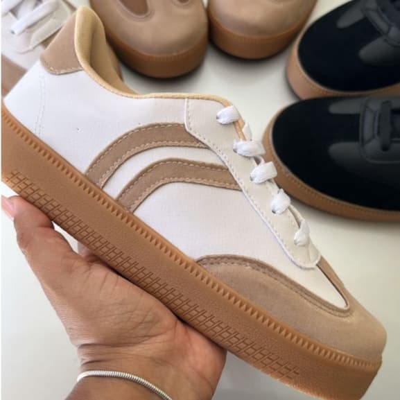 Tênis Feminino Original DONNA CALÇADOS Flatform Confortável Moda Casual Clássico Neutro Branco