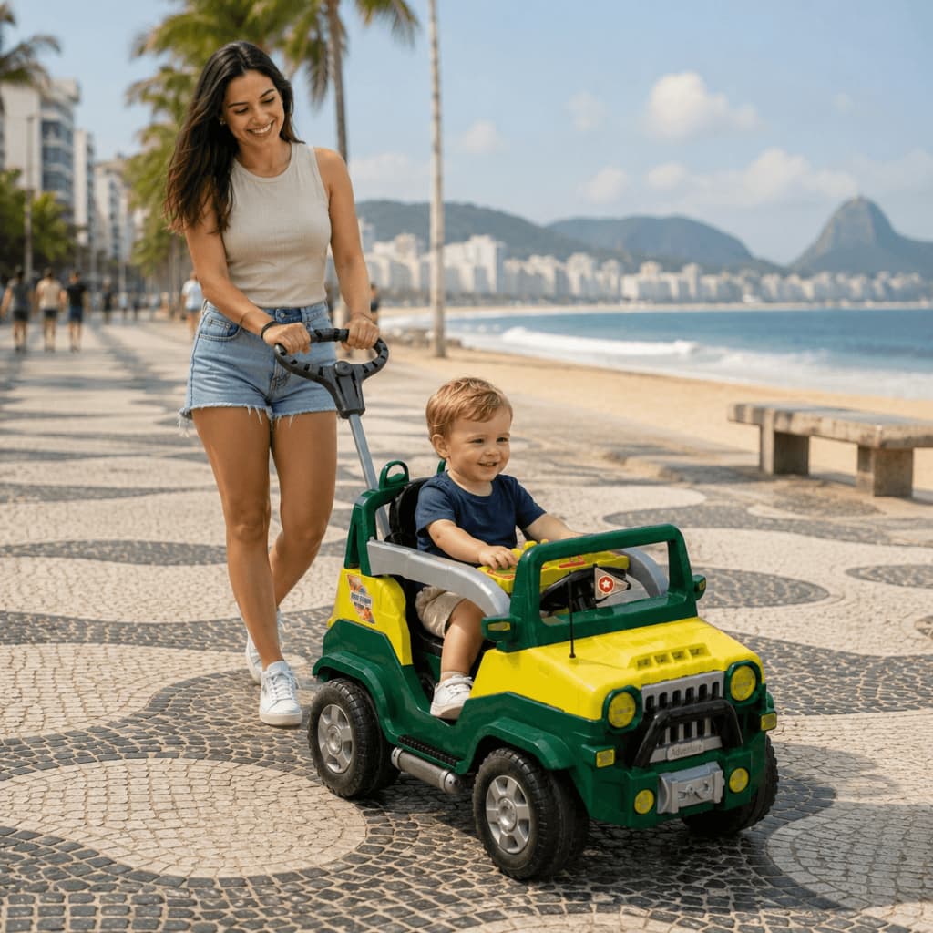 Carrinho de Passeio e Pedal para Bebe Calesita Diipi Verde