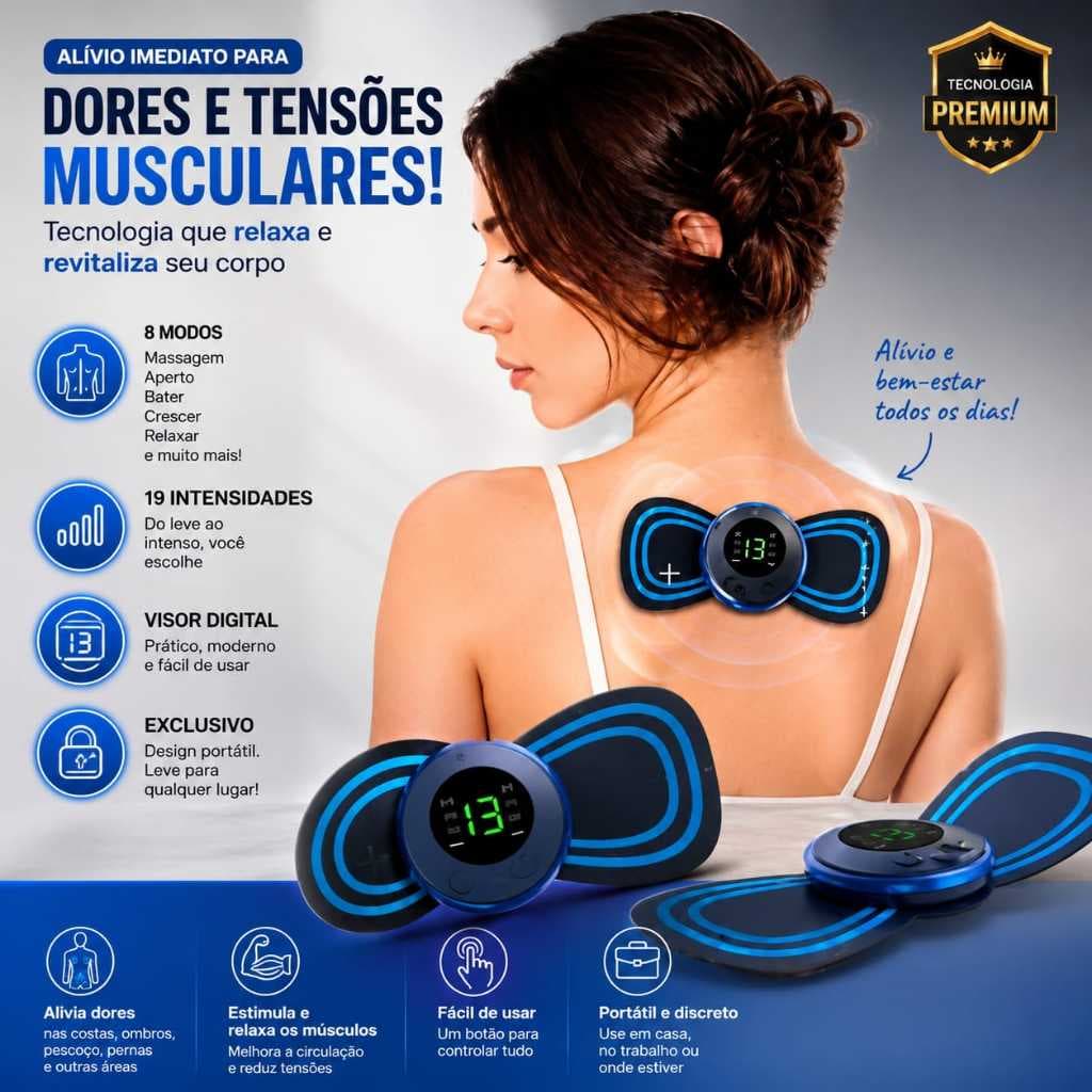 Massageador Elétrico Portátil Mini Recarregável Pescoço Lombar Corpo Relaxamento Muscular