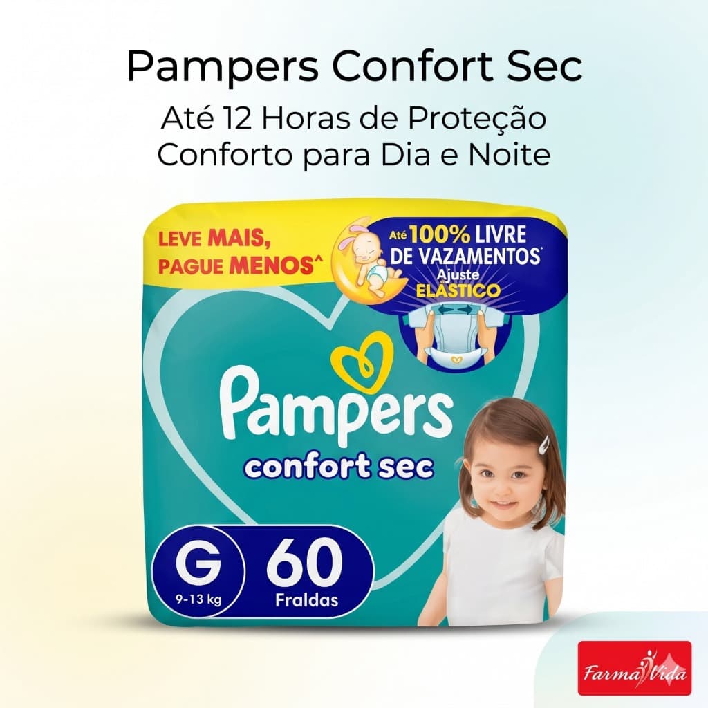 Pampers Confort Sec Mega Pack Fralda Infantil Proteção Noite Toda