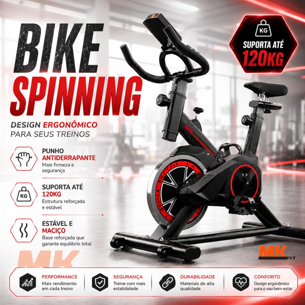 Bicicleta Bike Ergometrica Spinning Academia Fitness Profissional 120 KG