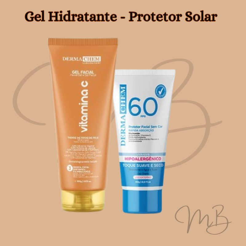 Kit Skincare para o dia a dia gel facial anti-idade e protetor solar FPS60  Dermachem