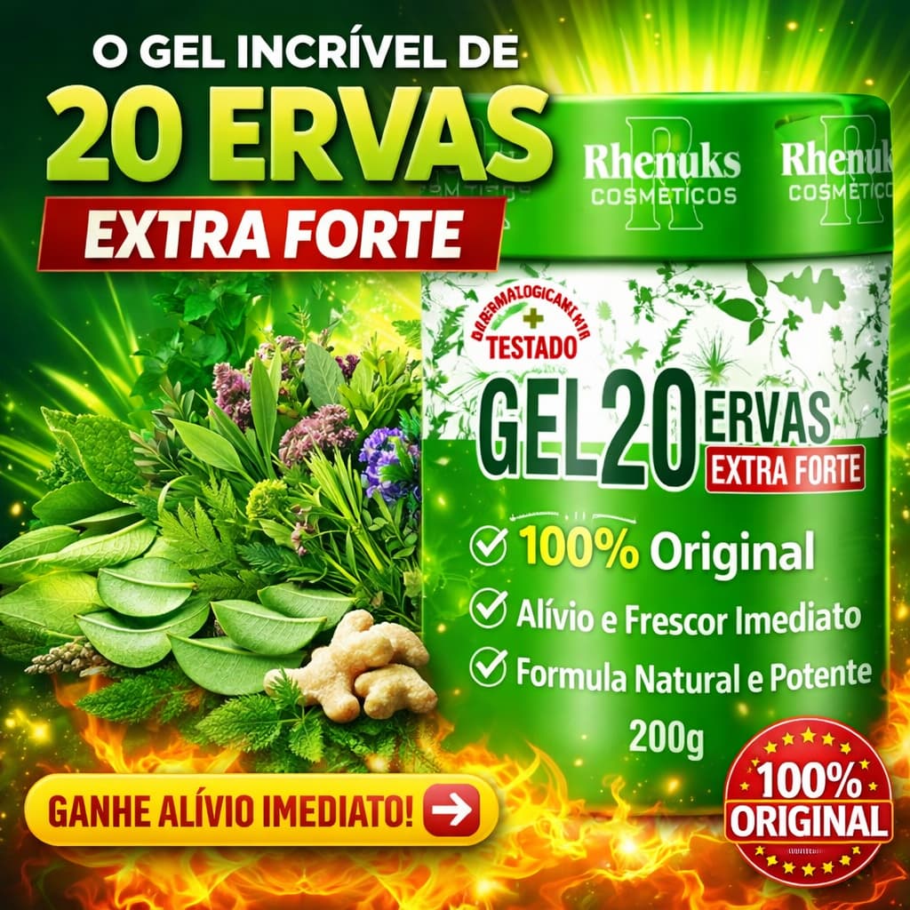 Gel Massageador 20 Ervas Original Rhenuks 200g – Alívio Muscular, Dores e Relaxamento Imediato