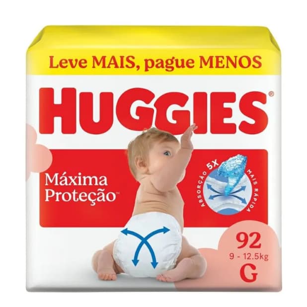 Fralda Huggies Máxima Proteção G 92 Unidades