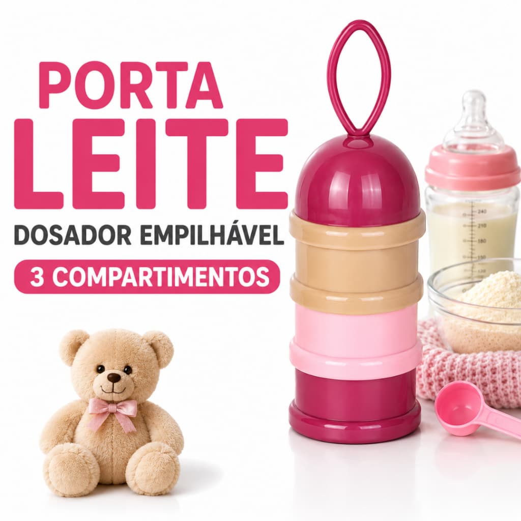 Porta Leite em Pó Dosador Empilhável 3 Div Porta Lanche Bebê Fórmula Infantil