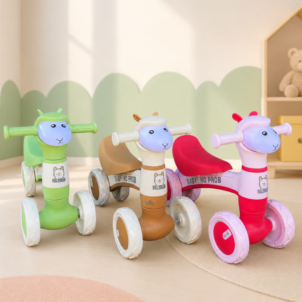 Bicicleta Andador de Equilíbrio Sem Pedal 4 rodas Primeiros Passos Bebê com Conforto