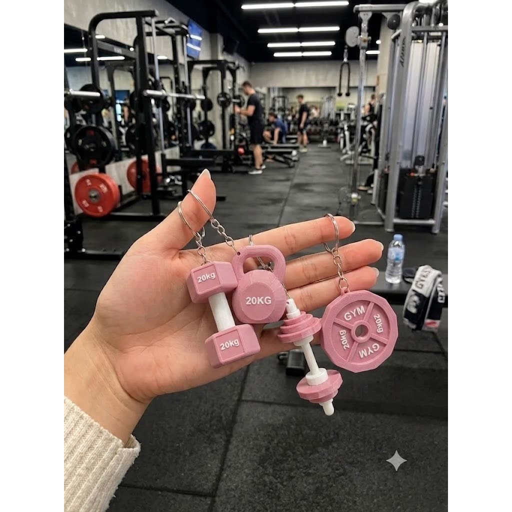 Chaveiros Academia Crossfit 3D - Halter, Kettlebell, Barra e Anilha / Presente Fitness