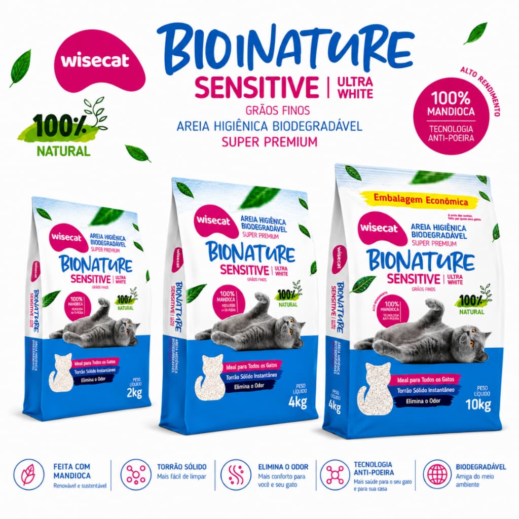 Areia Sanitária Bionature Sensitive Areia Fina