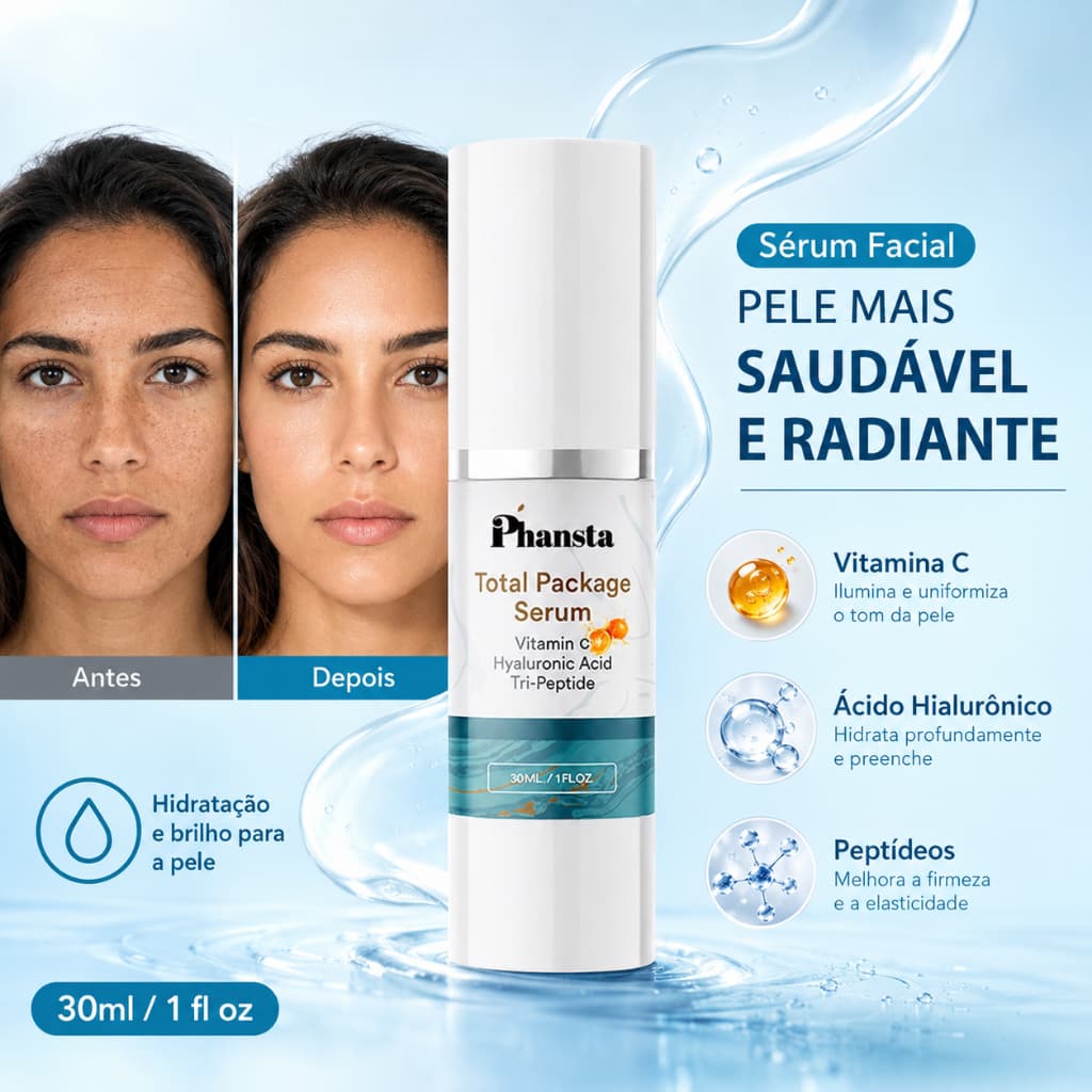 Sérum Facial Vitamina C Ácido Hialurônico Peptídeos Clareador Manchas Anti-idade 30ml Ideal Para Iniciantes