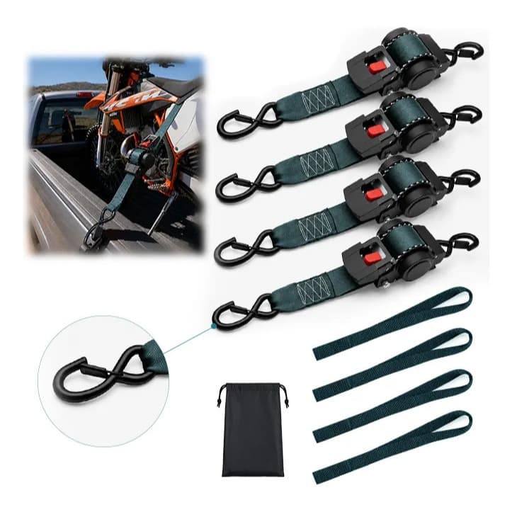 Kit 4 Cintas De Catraca Retráteis 800kg Caixa Cinta Para Carga Catraca Automática Retrátil