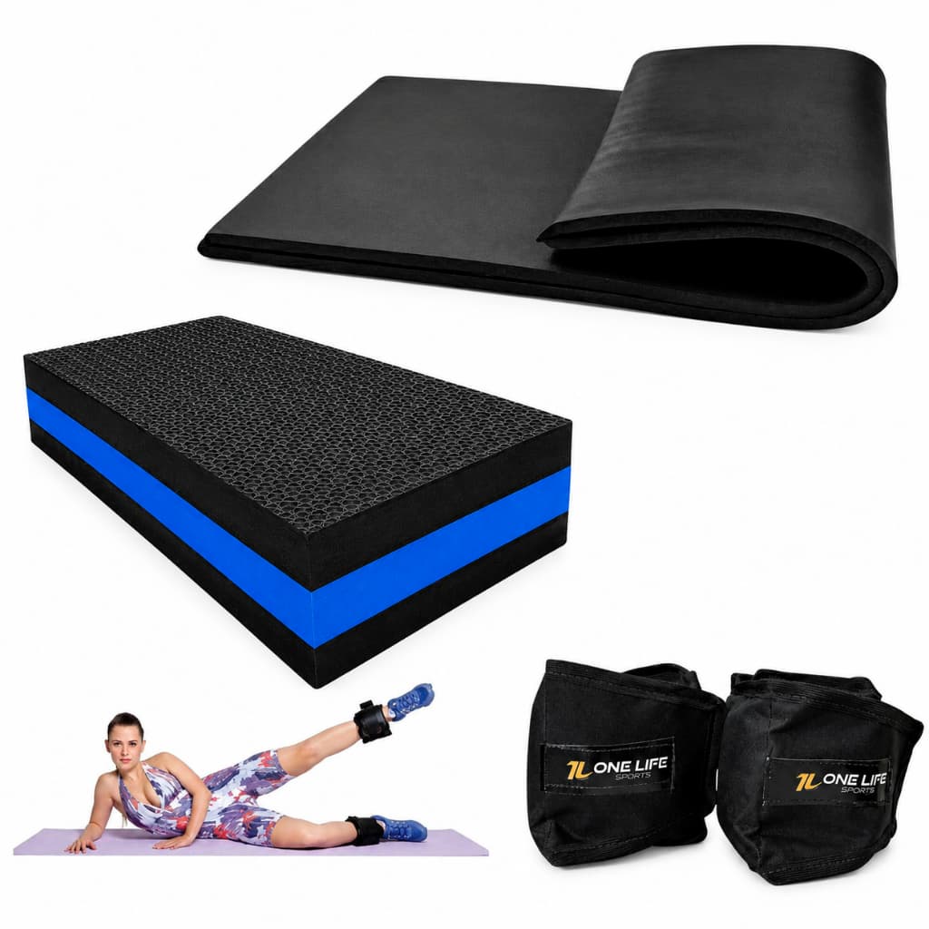 Kit Academia em Casa One Life Sports® – Step EVA + Caneleira 3kg + Colchonete | treino funcional