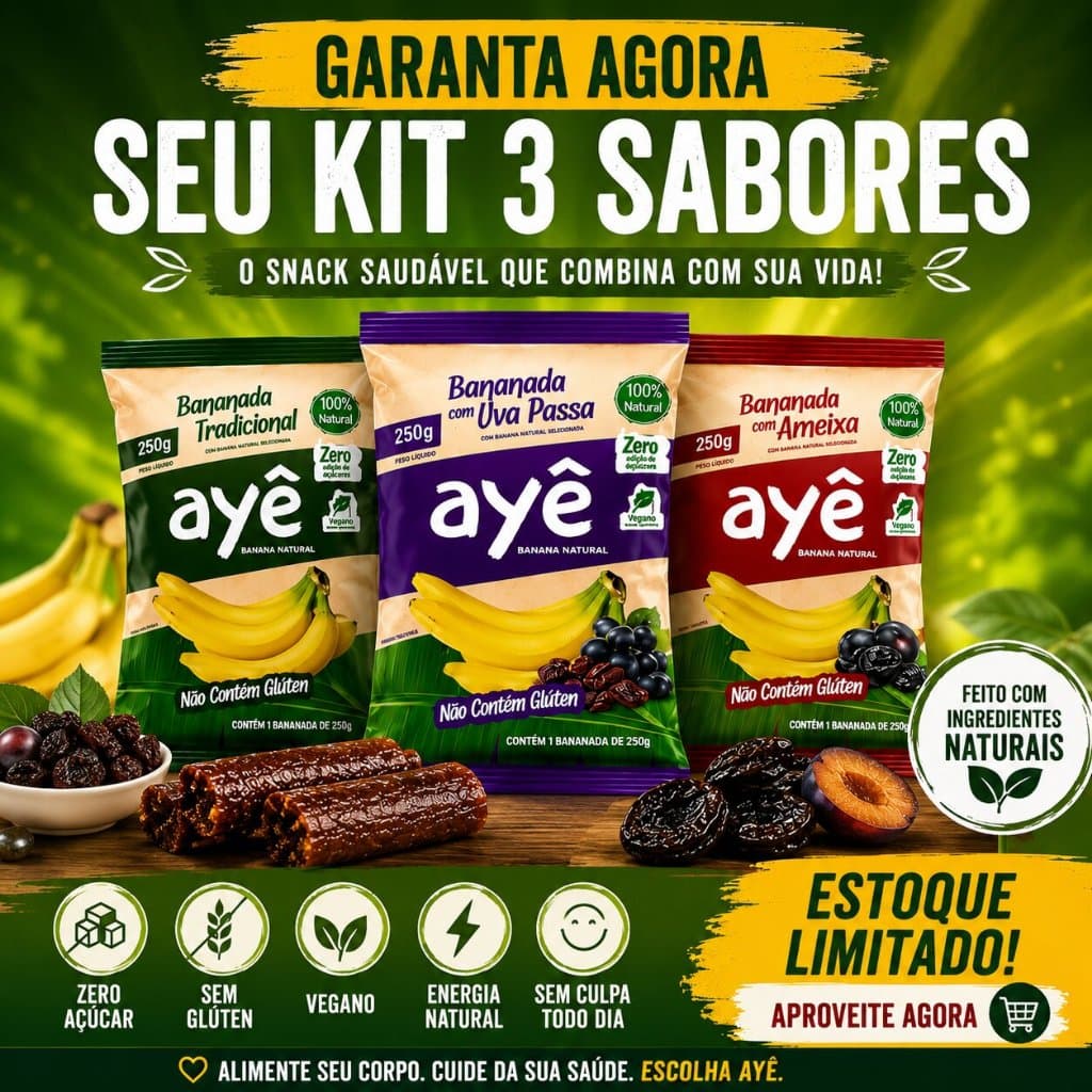 Bananinha Zero Açúcar Sem Glúten Kit 3 Sabores 750g Doce de Banana Fit Saudável Sem Conservantes
