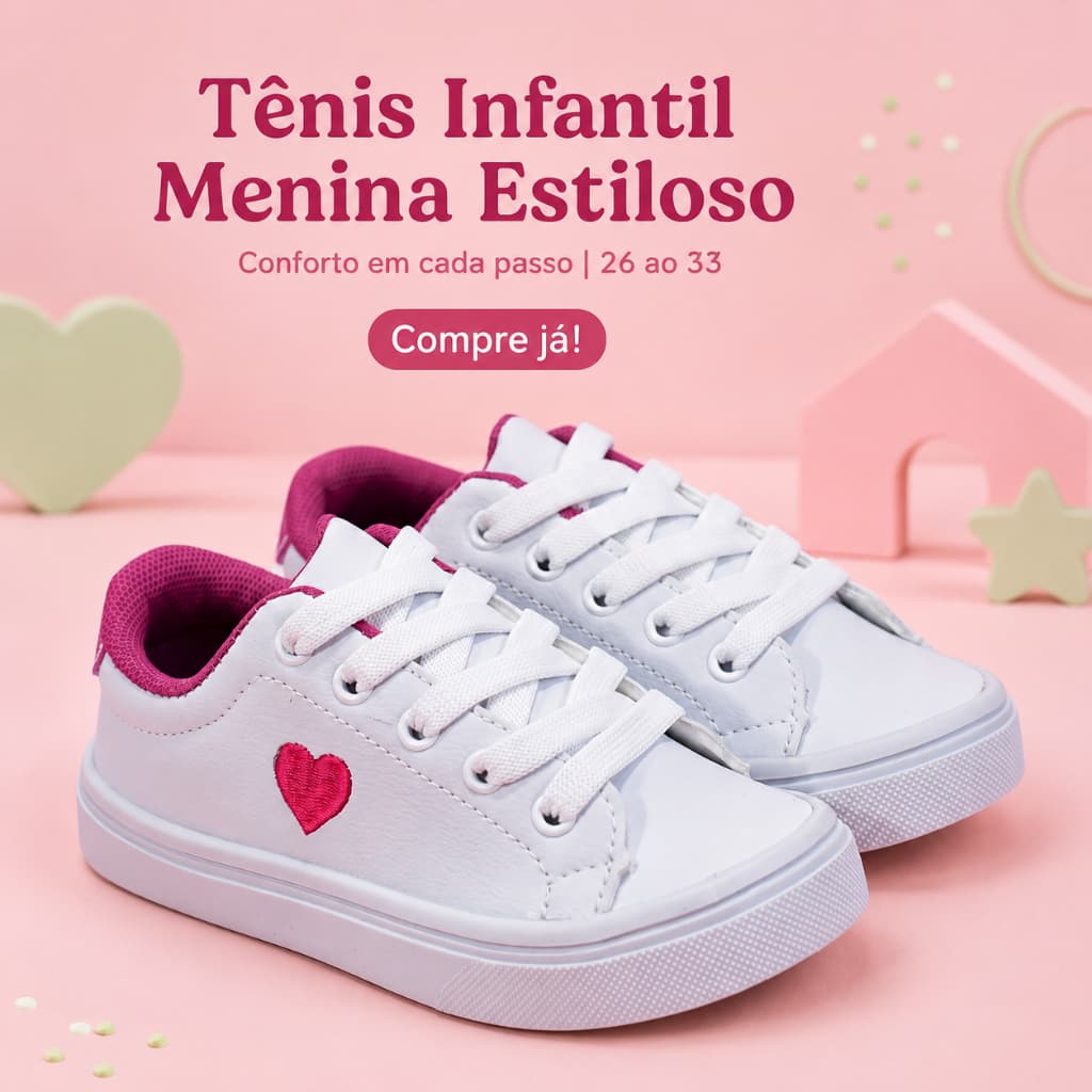 Tenis Casual De Menina Para o Dia a Dia | Solado Antiderrapante, Confortável e Fofo | COMPRE AGORA!