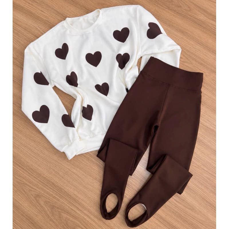 Conjunto De Moletom Feminino Blusa de Coração e Calça Legging Quentinha Roupa para  frio em Alta Tendência Look Fofo 8.8