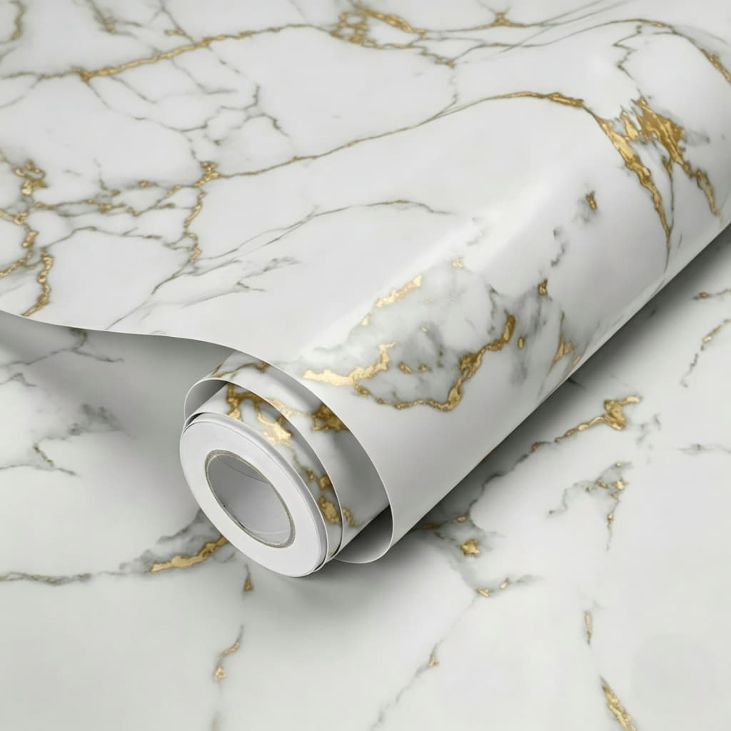 Papel Adesivo Mármore Dourado Exclusivo Lavável Quarto, Sala e Cozinha 1/2/3 Peças