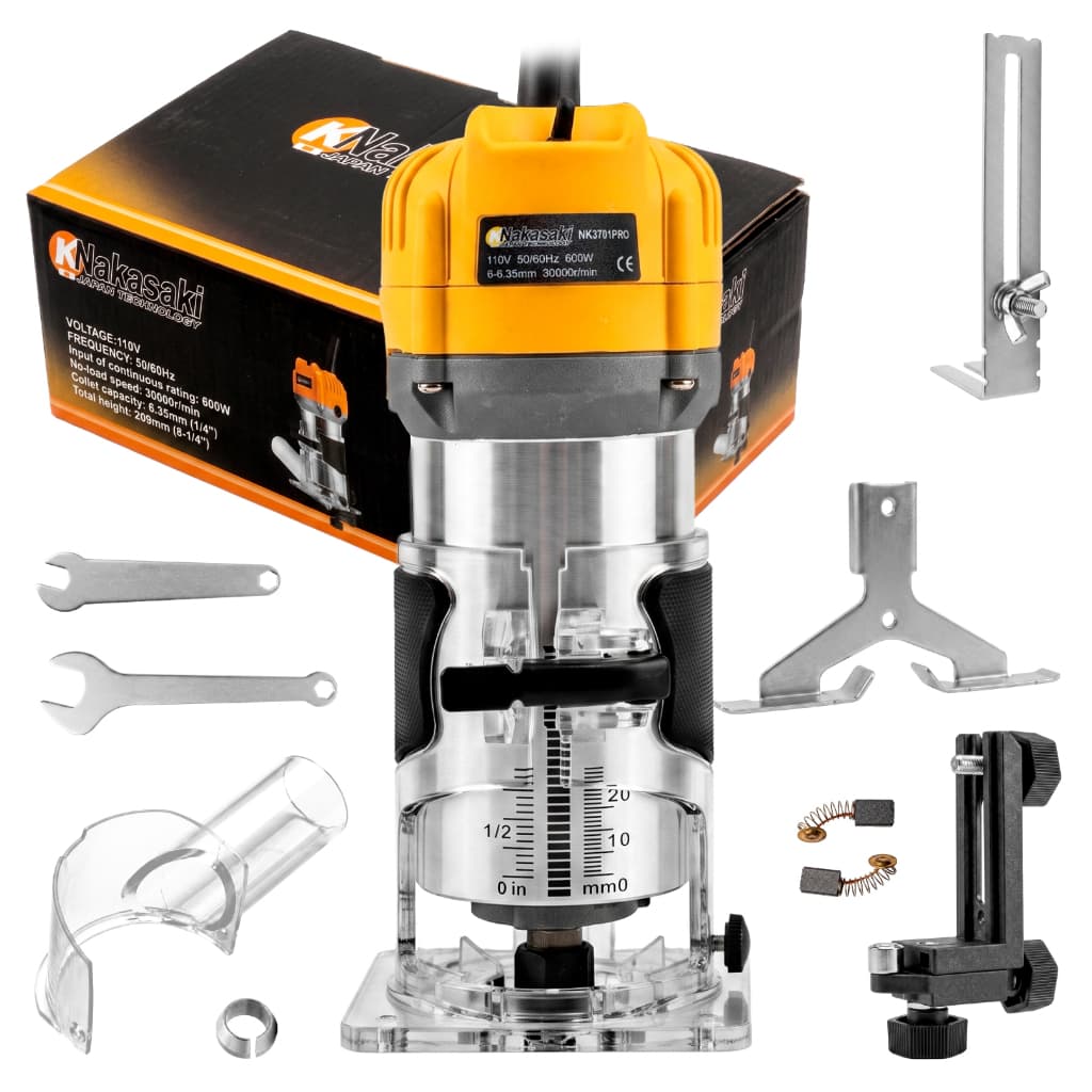 Tupia Laminadora Manual 600w Pinça de 6mm 1/4 pol Profissional Com coletador de Pó