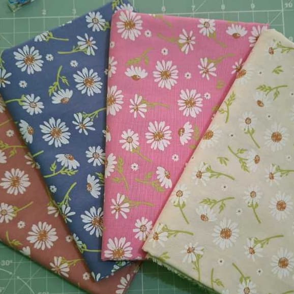 Kit 4 Tecidos Tricoline Floral Fundo Tinto 100% Algodão 50x150cm Patchwork Costura Criativa