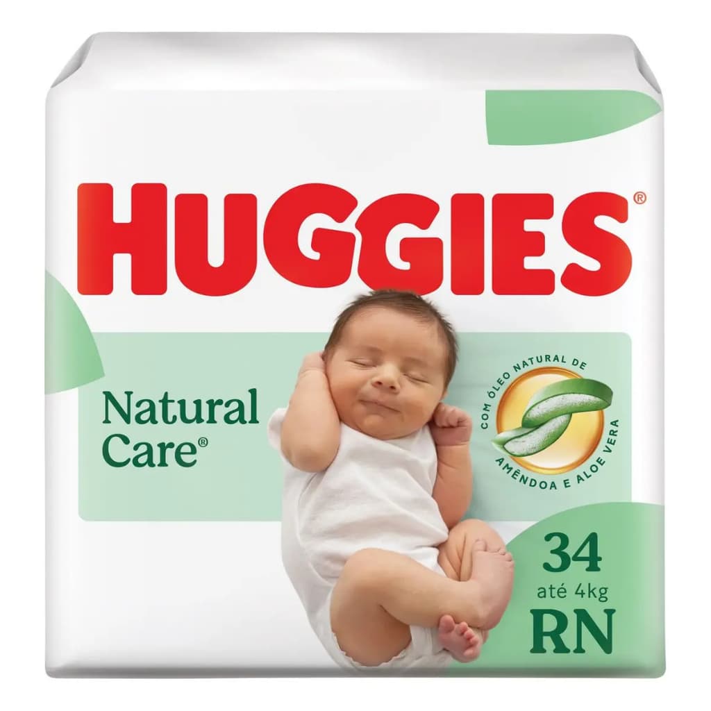 Huggies Fralda Descartável Natural Care Rn 34 Unid - Fralda recém nascido