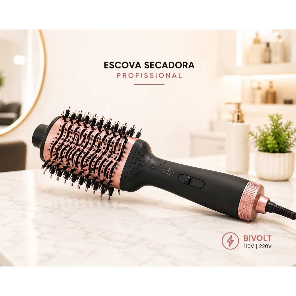 Escova Secadora Profissional Bivolt 1300W Modeladora Alisadora Secador De Cabelo