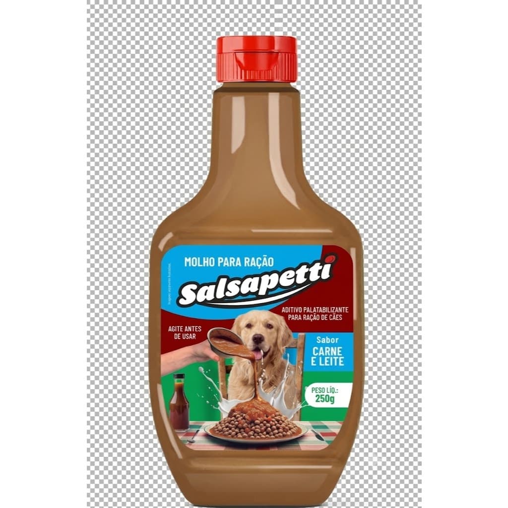 Molho para Ração de Cachorro Sabor Carne com Leite 250g Cremoso Salsapetti Sachê para Cachorro Molho Pet