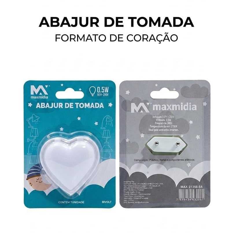 Abajur LED Coração de Tomada Luminária LED Coração de Tomada Decoração para Quarto Abajur Coração