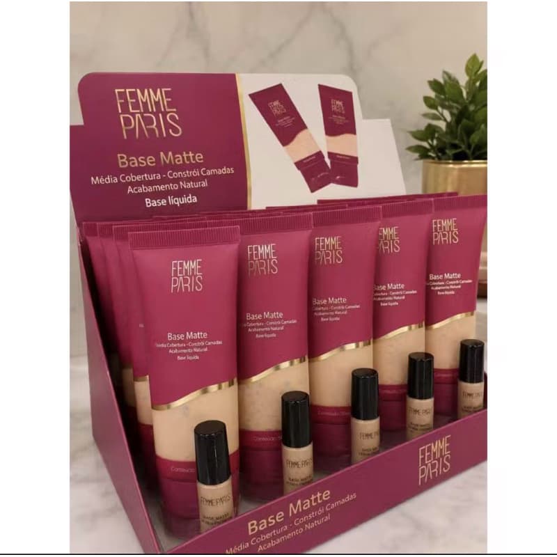 Base FEMME PIRIS Base Matte Média Cobertura - Constrói Camadas Acabamento Natural Base liquida