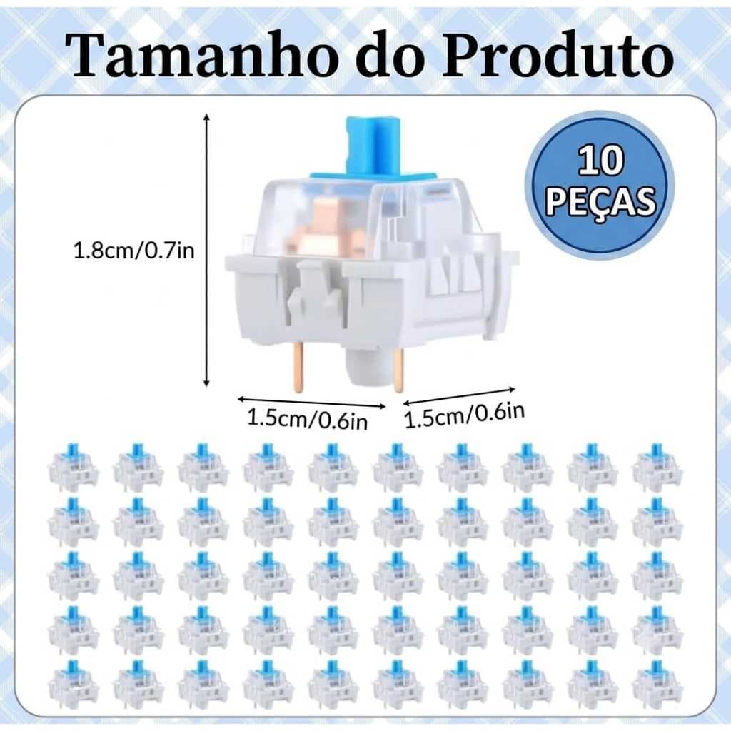 Kit Switch Para Teclado Mecânico e Clicker, Azul-  5 Peças , 10 Peças ,15 Peças