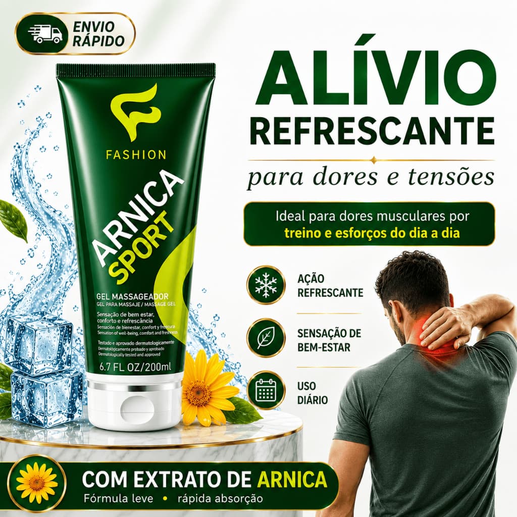 Arnica Sport Gel Massageador 200ml Fashion Cosméticos Alívio Muscular