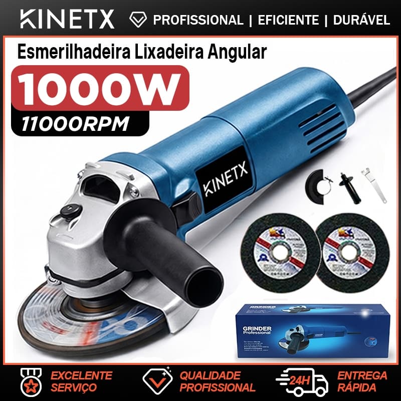 Esmerilhadeira Lixadeira Angular 1000w 11000rpm 115mm 2 Disco importada Máquina de lixar Profissional