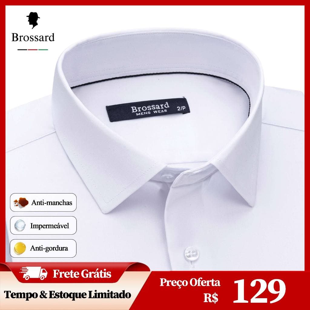 Camisa Social Masculina Slim com Tecido Impermeável Fibra de Bambu Importada Fresca, Para Presente