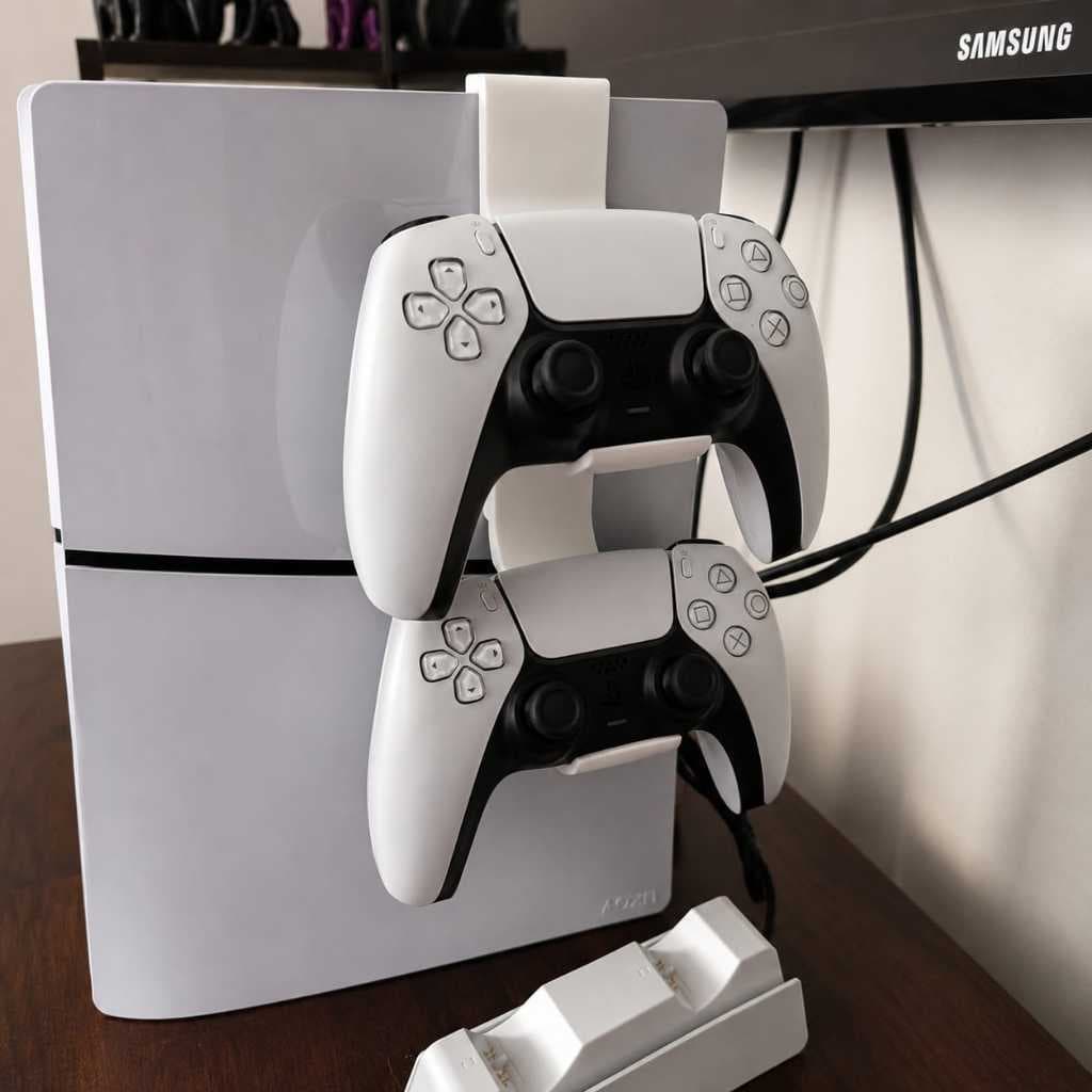Suporte gamer duplo para console vertical porta controle de videogame